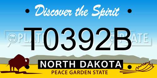 T0392B North Dakota License Plate
