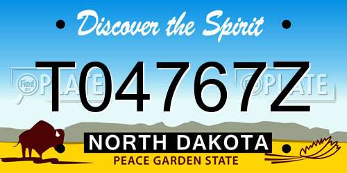 T04767Z North Dakota License Plate