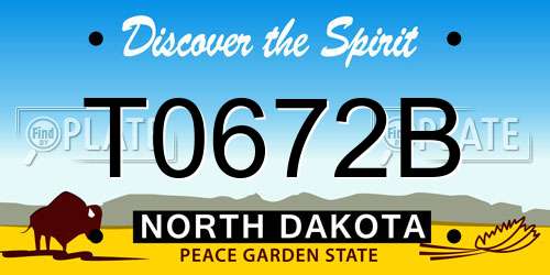 T0672B North Dakota License Plate