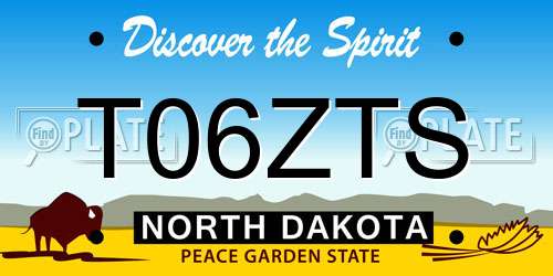 T06ZTS North Dakota License Plate