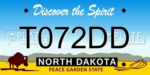 T072DD North Dakota License Plate