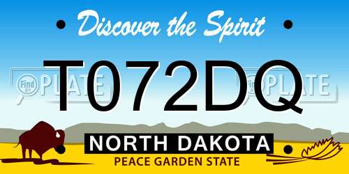 T072DQ North Dakota License Plate