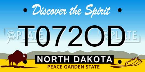 T072OD North Dakota License Plate