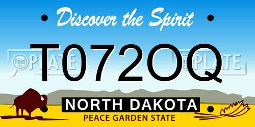 T072OQ North Dakota License Plate