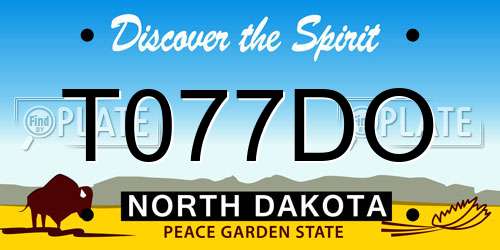 T077DO North Dakota License Plate
