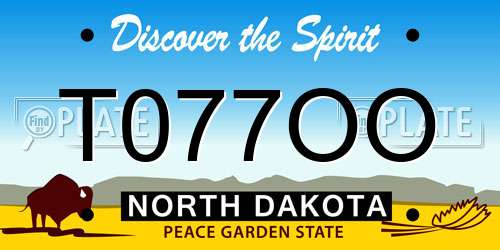 T077OO North Dakota License Plate