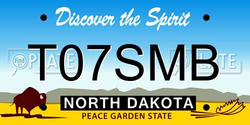 T07SMB North Dakota License Plate