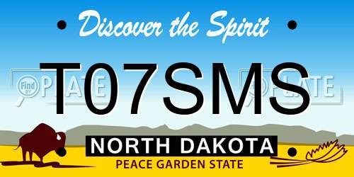 T07SMS North Dakota License Plate