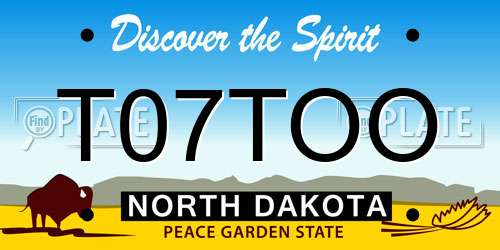 T07TOO North Dakota License Plate