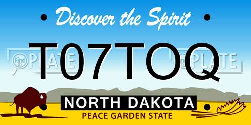 T07TOQ North Dakota License Plate