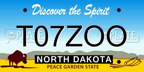 T07ZOO North Dakota License Plate