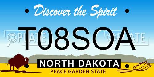 T08SOA North Dakota License Plate