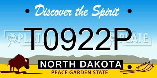 T0922P North Dakota License Plate