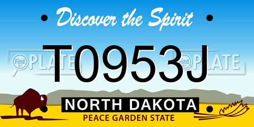 T0953J North Dakota License Plate