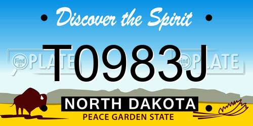 T0983J North Dakota License Plate