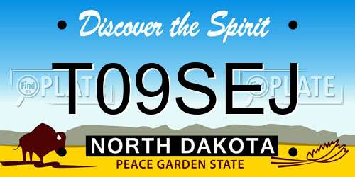 T09SEJ North Dakota License Plate
