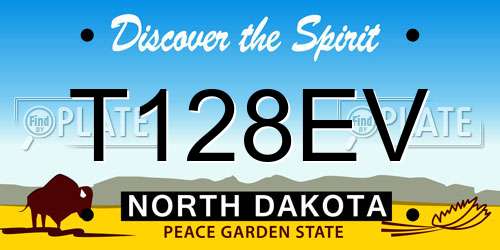 T128EV North Dakota License Plate