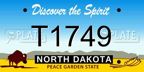 T1749 North Dakota License Plate