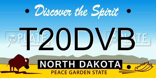 T20DVB North Dakota License Plate