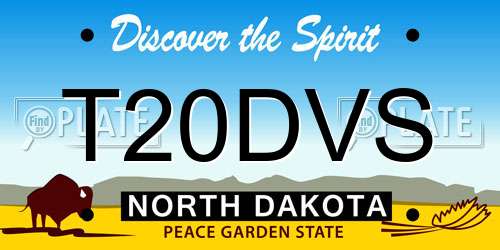 T20DVS North Dakota License Plate
