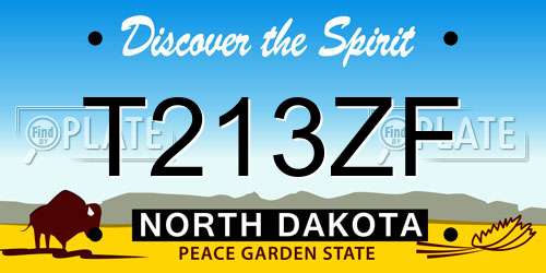 T213ZF North Dakota License Plate