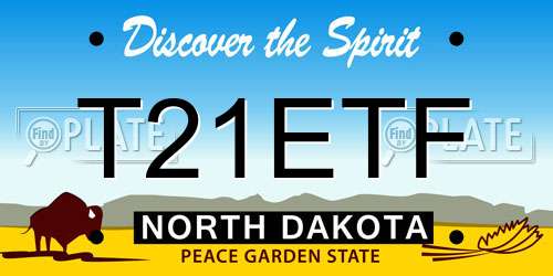 T21ETF North Dakota License Plate
