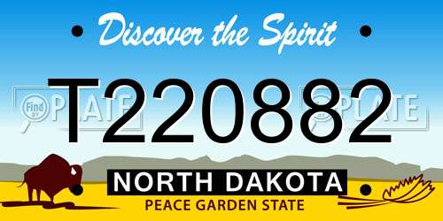 T220882 North Dakota License Plate