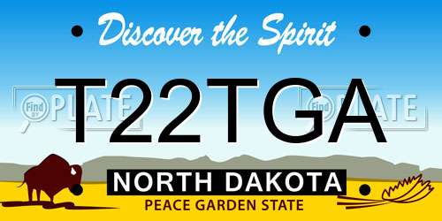 T22TGA North Dakota License Plate