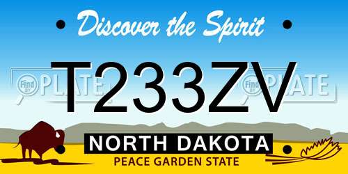 T233ZV North Dakota License Plate