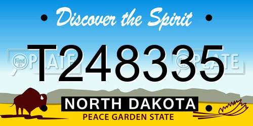 T248335 North Dakota License Plate
