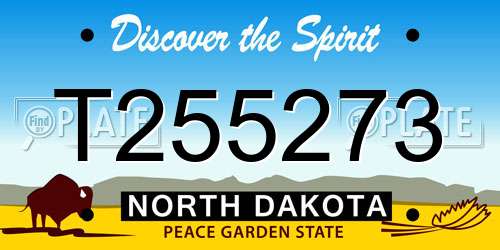 T255273 North Dakota License Plate
