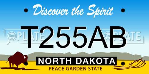 T255AB North Dakota License Plate
