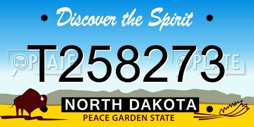 T258273 North Dakota License Plate