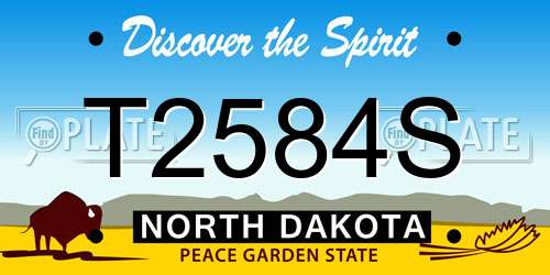 T2584S North Dakota License Plate