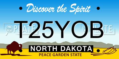 T25YOB North Dakota License Plate