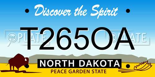 T265OA North Dakota License Plate