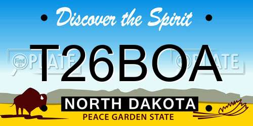 T26BOA North Dakota License Plate