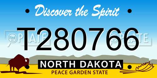 T280766 North Dakota License Plate