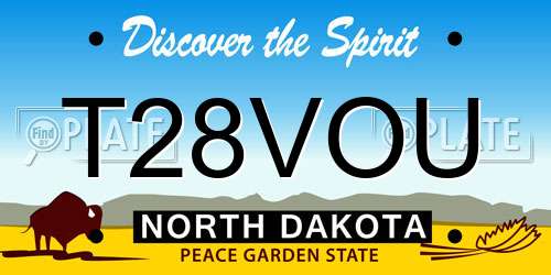 T28VOU North Dakota License Plate