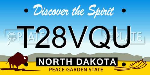 T28VQU North Dakota License Plate