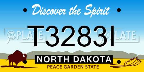 T3283I North Dakota License Plate