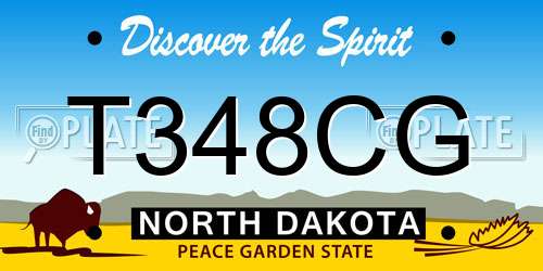 T348CG North Dakota License Plate