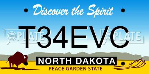 T34EVC North Dakota License Plate