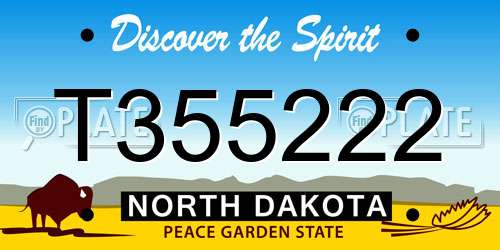 T355222 North Dakota License Plate