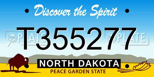 T355277 North Dakota License Plate