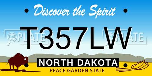 T357LW North Dakota License Plate