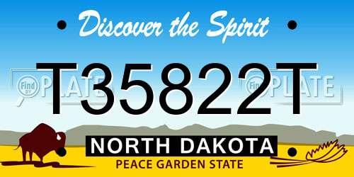T35822T North Dakota License Plate
