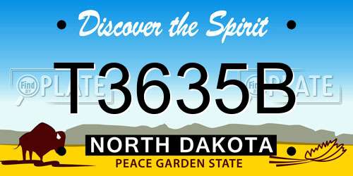 T3635B North Dakota License Plate