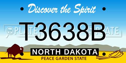 T3638B North Dakota License Plate