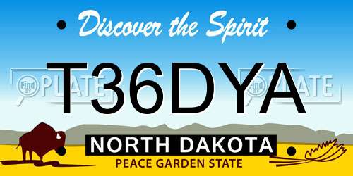 T36DYA North Dakota License Plate